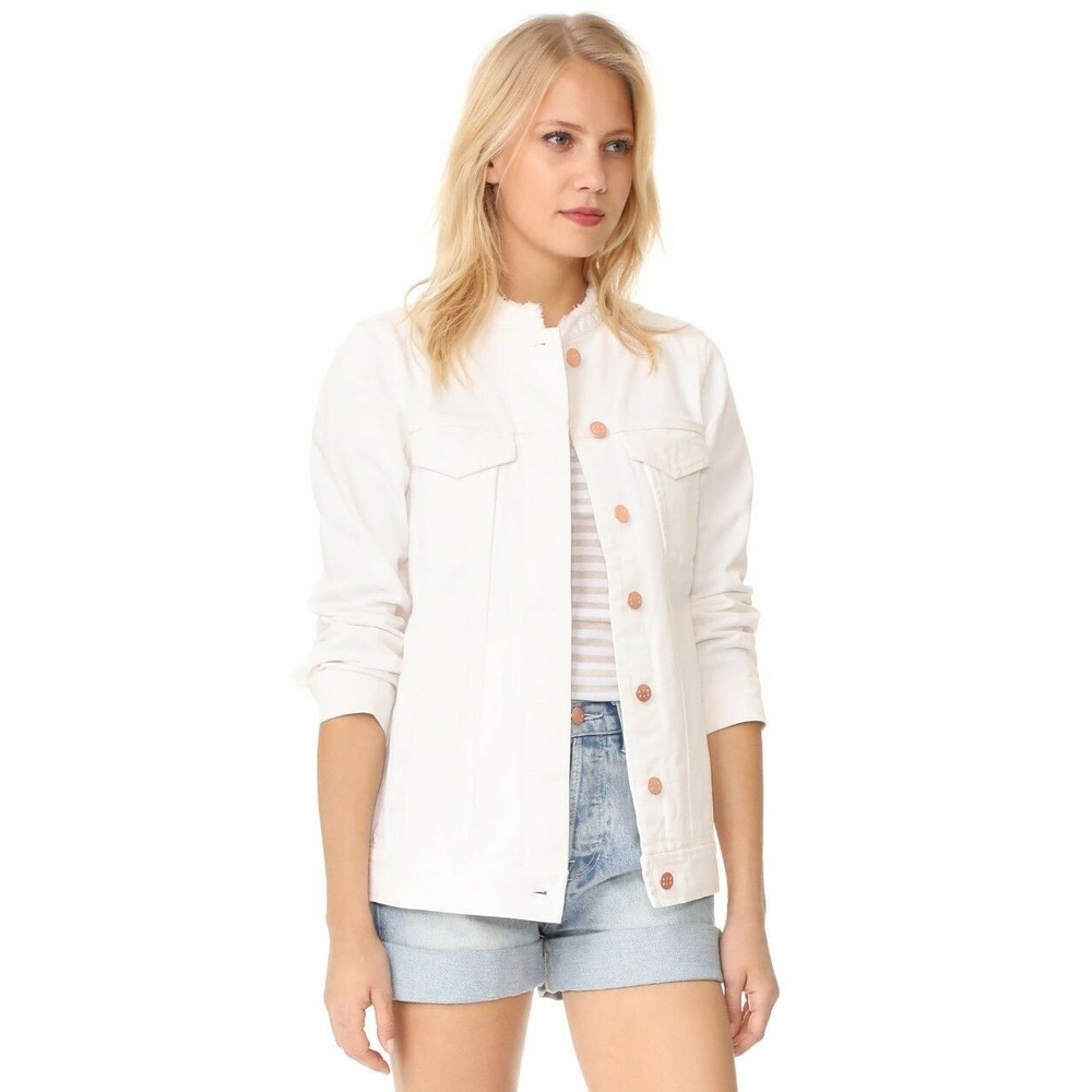 $225 AYR Shopbop Women XS The Double Star Jean Denim Jacket Oversized White Pink